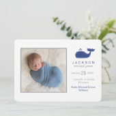 鯨名門私立校風の写真誕生のお知らせ男の赤ちゃん 案内状 (スタンド正面)