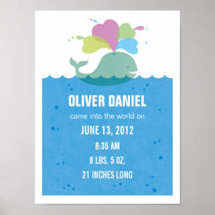 鯨子供部屋美術誕生統計ポスター ポスター