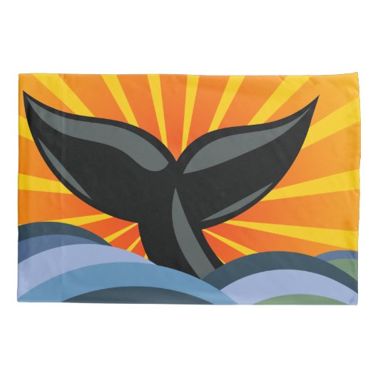 鯨尾と海波 枕カバー (裏面-左)