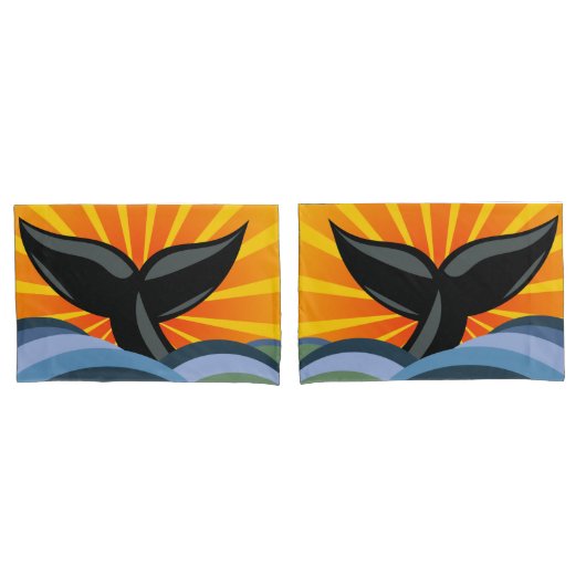 鯨尾と海波 枕カバー (フロントセット)