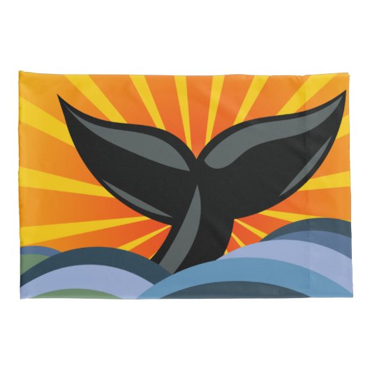 鯨尾と海波 枕カバー (裏面-右)