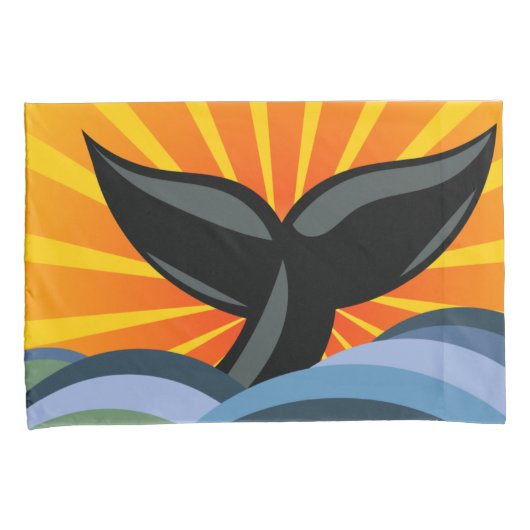 鯨尾と海波 枕カバー (正面右)