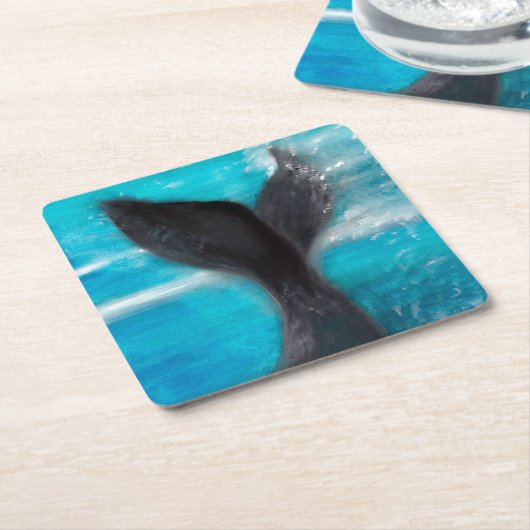 鯨尾 スクエアペーパーコースター (アングル)