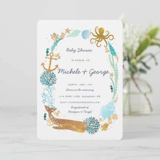 鯨海ベビーシャワー招待状 招待状 (スタンド正面)