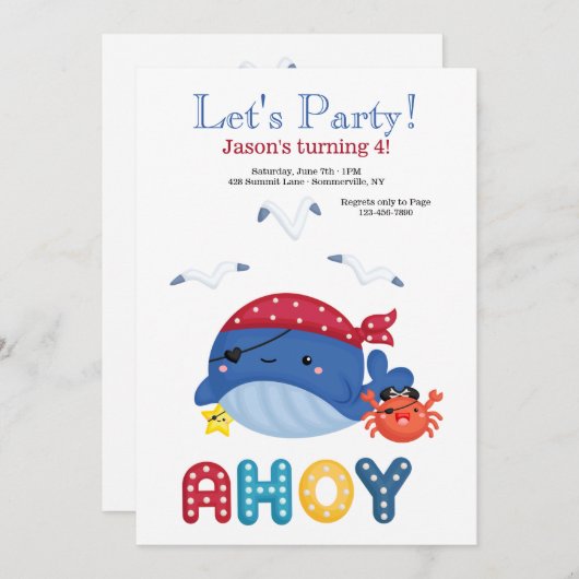 鯨海賊誕生会 招待状 (正面/裏面)