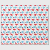 鯨航海のとカニの模様 ラッピングペーパー (フラット)