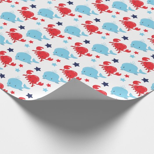 鯨航海のとカニの模様 ラッピングペーパー (角)