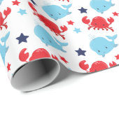 鯨航海のとカニの模様 ラッピングペーパー (ロールコーナー)