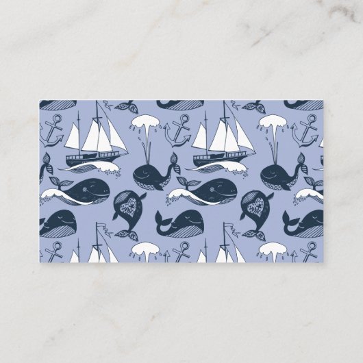 鯨航海のテーマ赤ちゃんシャワーおむつラッフル エンクロージャーカード (裏面)