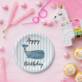 鯨航海のハッピーバースデーストライプ紙プレート ペーパープレート (パーティー)