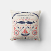 鯨航海の少年子供部屋ベビー誕生統計 クッション (正面)