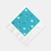 鯨航海の、帆船、いかりブルーグリーンナプキン 縁ありランチョンナプキン (角)