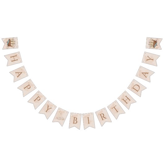 鯨船パステルジェンダーニュートラル誕生日 バンティングフラッグ (全)