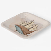 鯨船パステルジェンダーニュートラル誕生日 ペーパープレート (傾斜あり)