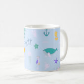 鯨、いかり、サンゴ及び海藻 コーヒーマグカップ (正面右)