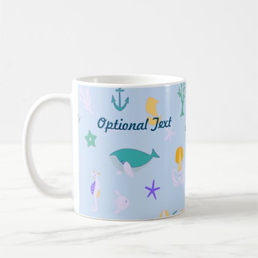鯨、いかり、サンゴ及び海藻 コーヒーマグカップ (左)