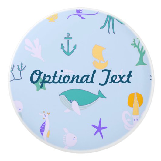 鯨、いかり、サンゴ及び海藻 セラミックノブ (正面)