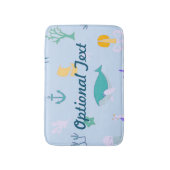 鯨、いかり、サンゴ及び海藻 バスマット (正面縦)