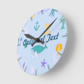 鯨、いかり、サンゴ及び海藻 ラウンド壁時計 (傾斜)