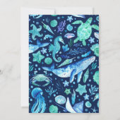 鯨、クラゲ、海馬と共に海の下 招待状 (裏面)