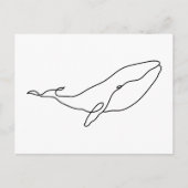鯨、ラインアートイラストレーション ポストカード (正面)
