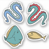 鰻と魚 シール (正面)