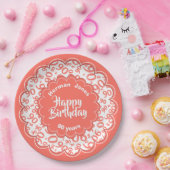 鱗片状誕生日90サンゴ乱数パターン ペーパープレート (パーティー)