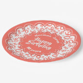 鱗片状誕生日90サンゴ乱数パターン ペーパープレート (アングル)