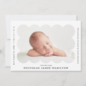 鱗状モダンのフォトフレーム誕生 案内状 (正面)