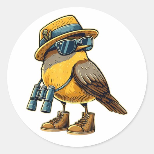 鳥おたくおもしろい鳥観察野鳥観察鳥愛好家W ラウンドシール (正面)