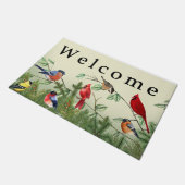 鳥おもしろいの模様、鳥の恋人マット、バカラフルードー ドアマット (アングル)