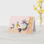 鳥おもしろいの空白の大事な行事 カード (黄色い花)