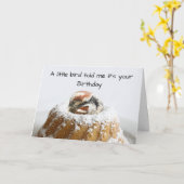 鳥おもしろいの誕生日 カード (黄色い花)