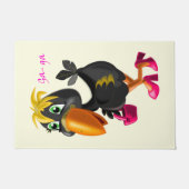 鳥おもしろい付きモダン書式 ドアマット (正面)