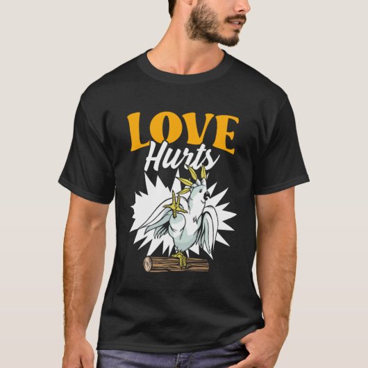 鳥おもしろい好きのオウム噛み指 Tシャツ (正面)