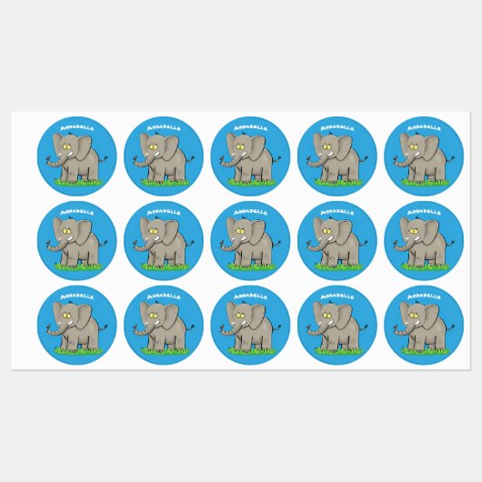 鳥おもしろい漫画の象パーソナライズされた象 ラベル (シート)