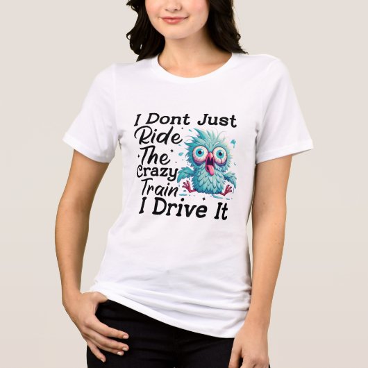 鳥おもしろい熱狂するの皮肉を訓練する トライブレンドTシャツ (正面)