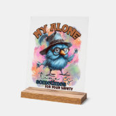 鳥おもしろい独りタイムワードアート アクリルサイン (傾斜)