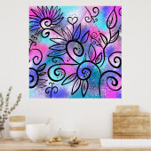 鳥おもしろい芸術 ポスター (キッチン)