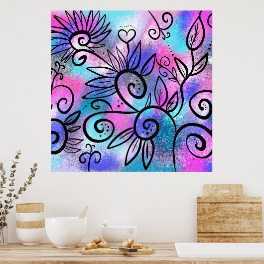 鳥おもしろい芸術 ポスター (キッチン)