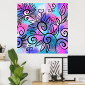 鳥おもしろい芸術 ポスター (ホームオフィス)