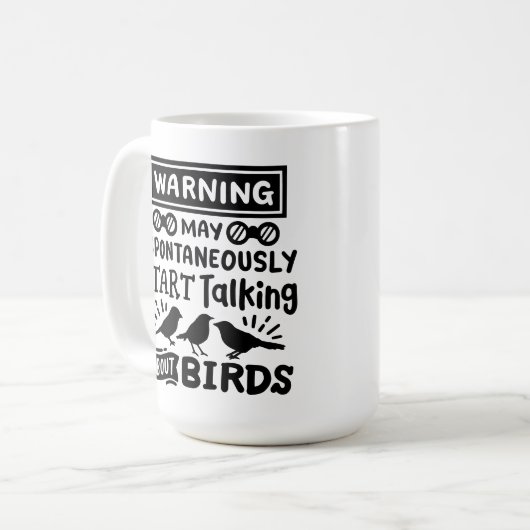 鳥おもしろい見張警告り コーヒーマグカップ (正面左)