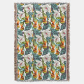 鳥およびエキゾチックな花模様2 スローブランケット (正面縦)