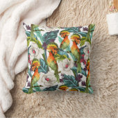 鳥およびエキゾチックな花模様 クッション (ブランケット)
