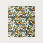 鳥およびエキゾチックな花模様 タペストリー (正面)