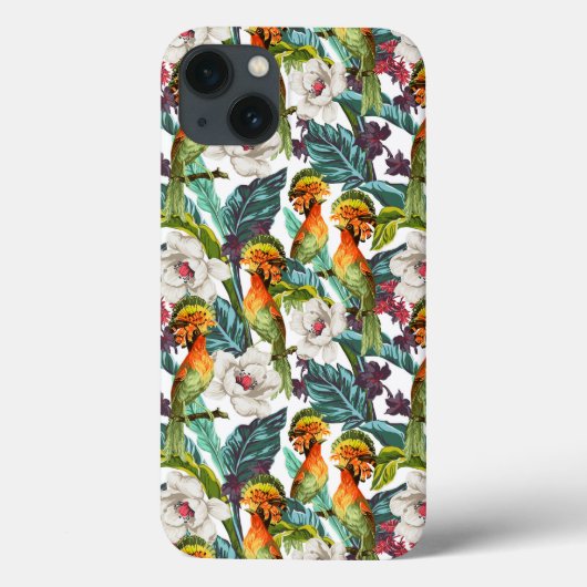 鳥およびエキゾチックな花模様 Case-Mate iPhoneケース (裏面)