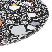 鳥およびコップパターン カッティングボード (角)