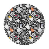 鳥およびコップパターン カッティングボード (正面)