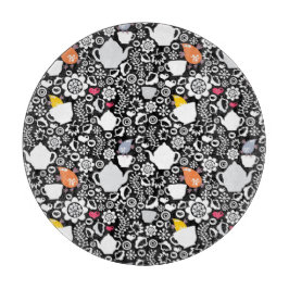 鳥およびコップパターン カッティングボード