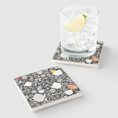 鳥およびコップパターン ストーンコースター (横)